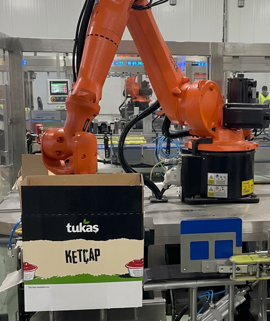 Robotlu koli taşıma ve ürün aktarma hücresi